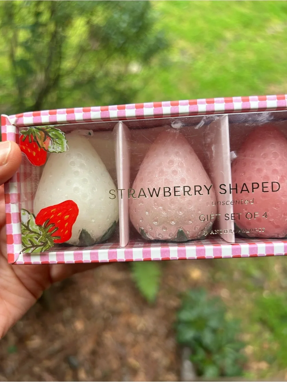 Anthropologie Pink & Red Strawberry Candle Set
